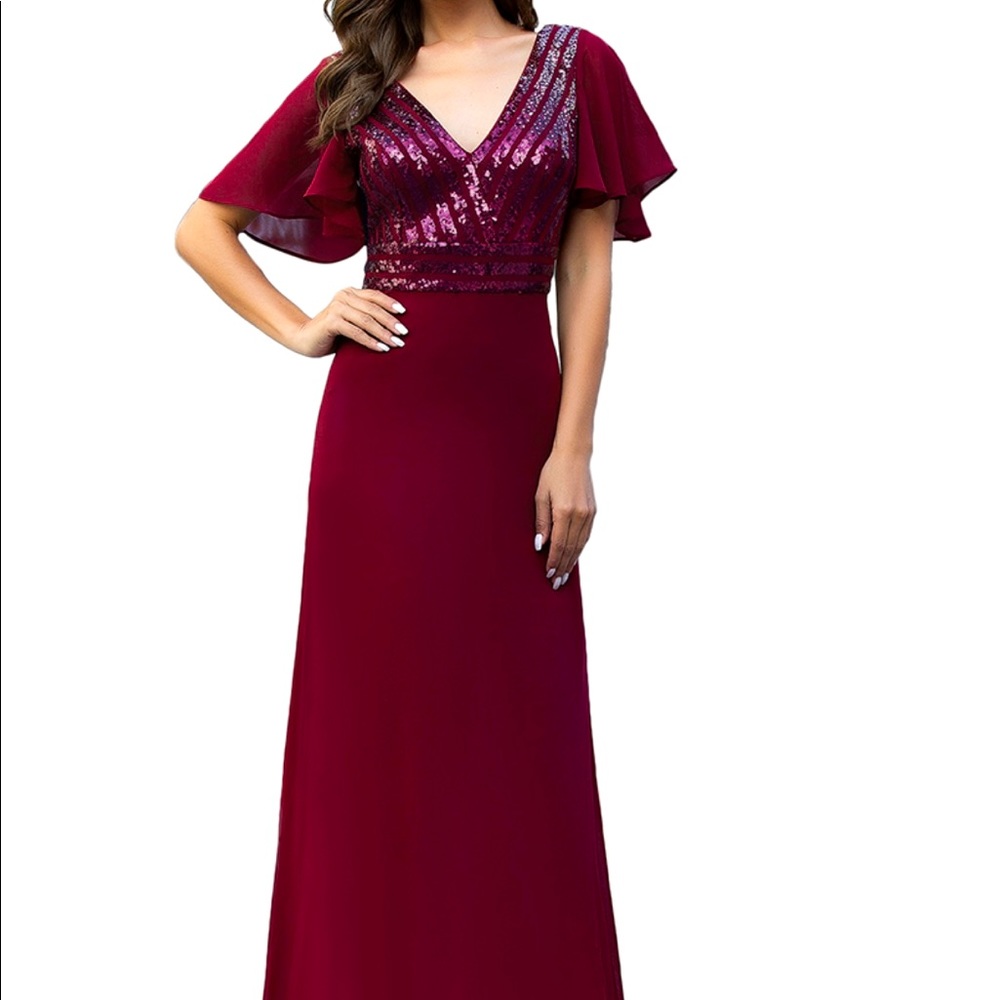 Ever-Pretty Women's V-neck Sequin Short Sleeve Maxi Dress Long Evening Dress